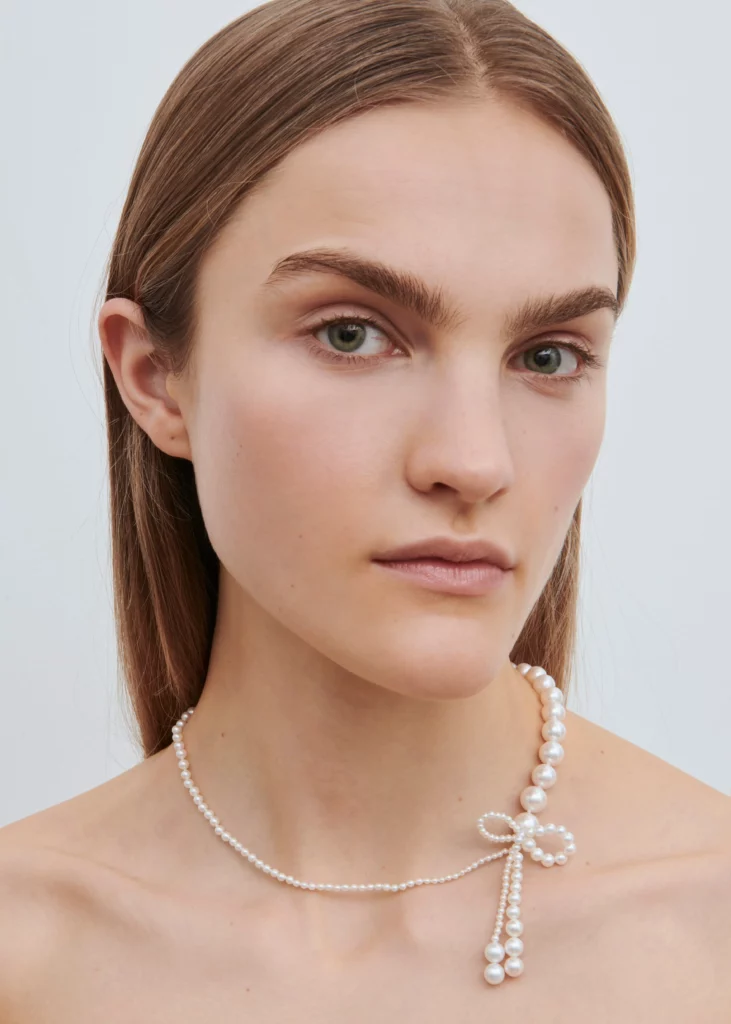 sophie bille brahe wedding pearl bow necklace